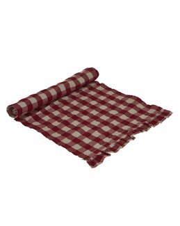 Løper Lisa rutete krepp med volang Rød