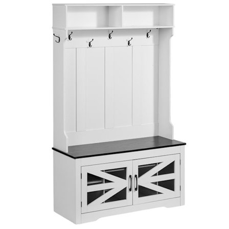 Portabagage - DUOKU - VVSC002 - Vit Trä - Bänk och Förvaring - Justerbara Hyllor