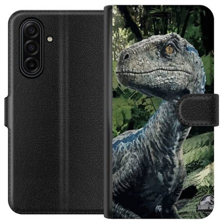 Kompatibel Tegnebogsetui til Samsung Galaxy A17 5G Jurassic World dinosaur realistisk portræt i jungle miljø detaljeret filmisk illustration til din