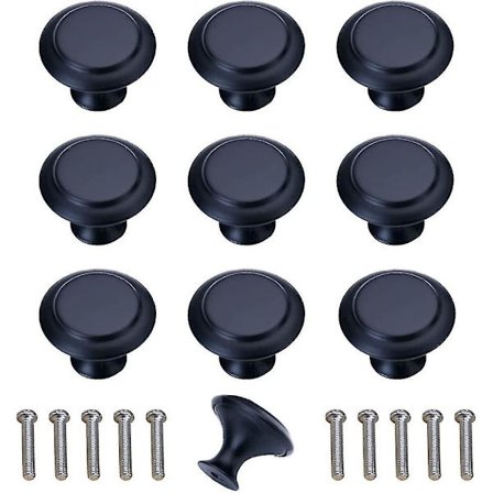 Skåpsknoppar, Runda Svampformade Lådknappsgrepp, Dörrgrepp Med Skruvar För Skåp Garderob Kök Badrumsmöbler - Enkelt Hål ((Matt Svart