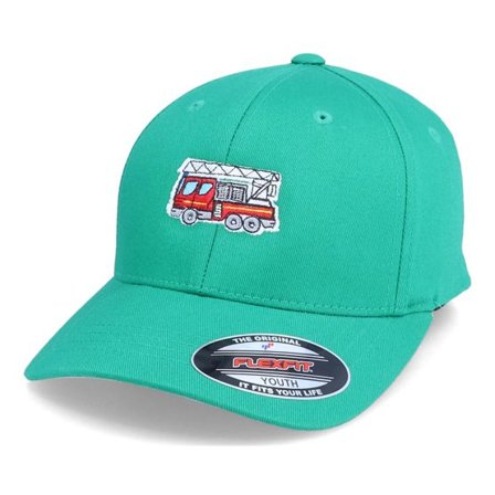 Kiddo Cap - Grön flexfit Keps - Kids Fire Truck Green Flexfit @ Hatstore