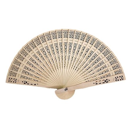 Hul Sandeltre Vifte for Bryllup og Arrangementer - Elegant Full Flat Tre Design M7M7 Kryssvifte, 20,5 cm lang når den er foldet, 35 cm lang når den er