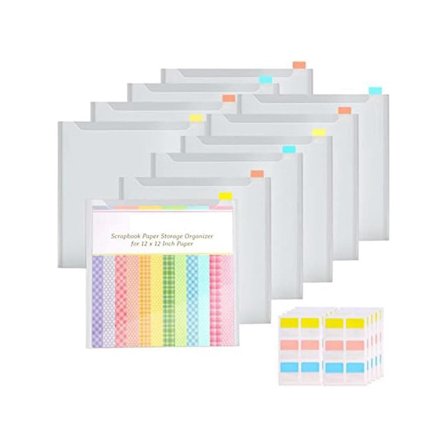 Scrapbooking Papir Opbevaringsorganisator Med 60 Klæbende Indeksfaner, 10 Pakke Plastik Papir Opbevaringspose Til