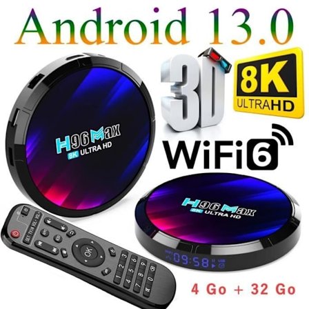 Android TV-boks, iptv-boks Android 13.0 TV-boks 4 GB RAM/32 GB ROM smart mediaspiller 2,4 GHz/5,0 GHz WiFi BT5.0 8K 3D Smart TV-boks