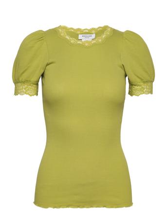Organic T-Shirt W/ Lace Green Rosemunde