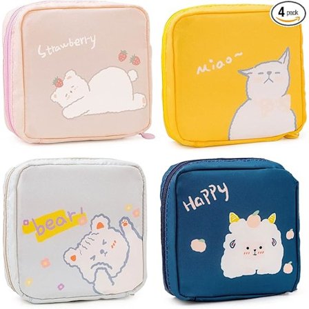 4 kpl kuukautissuoja säilytyspussia (lammas), kannettava kuukautissuoja säilytyspussi, 1 pakkaus 4 uudelleenkäytettävää kuukautiskuppipussia