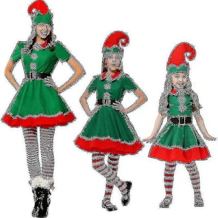Jultomtekostym Familj Vuxen Barn Fancy Dress Santa Helper Outfits_y
