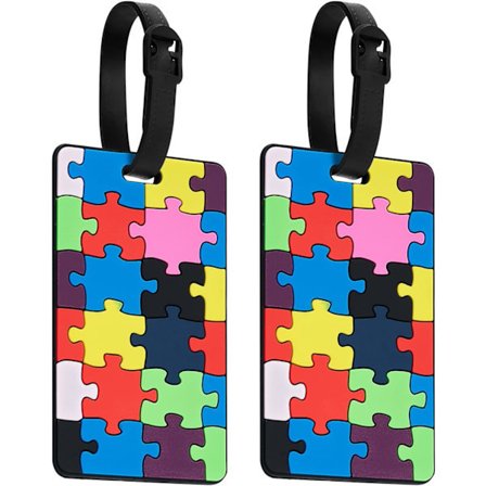 Bagageetiketter 2-pack, Bagageetiketter Resväska ID-etiketter Visitkortshållare/Rese-ID Bagageetikett (Stort Pussel)