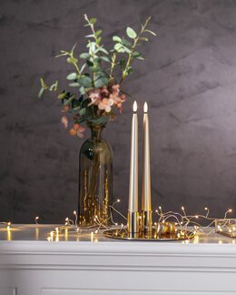 Batteridriva LED antikljus metall 2-pack Guld - 28,5 cm - Star Trading