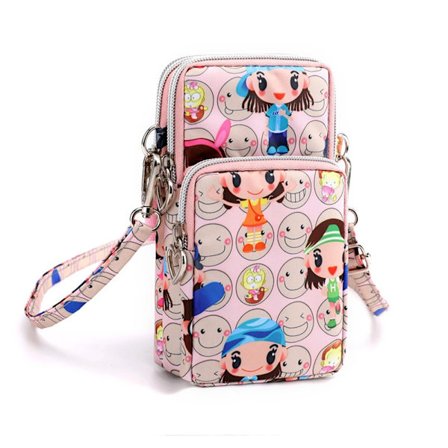 Söt tecknad tryckt Oxford tyg vattentät telefonväska lämplig för flickor att gå ut