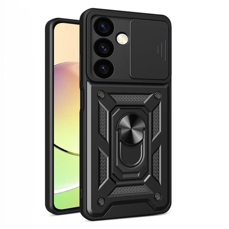 Hybrid Armor Camshield Case for Xiaomi POCO C65 / Redmi 13C - Black with Camera Protection