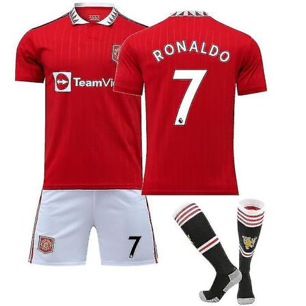 2022-2023 Uusi Manchester United Jalkapallopaita Sarjat Aikuiset Jalkapallopaita Harjoitus T-paita Shorts Puku 22 23 RONALDO 7 adults S(165-170CM)