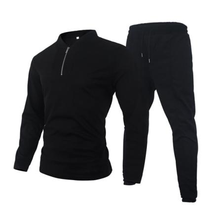Män Enfärgad Långärmad Dragkedja Fall Sweatshirts+pant Outfits