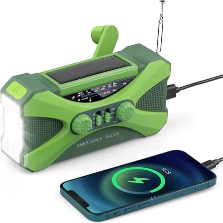 2022 Solar Radio Nødradio med Sveiv, 10 000 mAh Bærbar Sveivradio