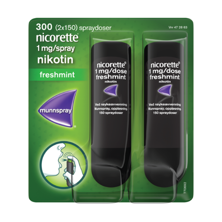 Nicorette 1 mg/dose munnspray, Freshmint, 300 doser