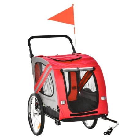 Rootz Dog Buggy - Koirakärry - Lemmikkirattaat - Lemmikkipyörän perävaunu - Koiranrattaat - Turvahihnaheijastimet - Punainen - 140cm x 72,5cm x 108cm
