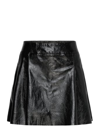 Leather-Effect Pleated Mini-Skirt Black Mango