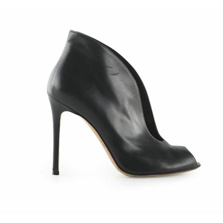 Gianvito Rossi Pre-owned Gianvito Rossi Black Leather Vamp Ankle Booties svart, Dam Vintage Skor, Dam, Storlek: 38 EU