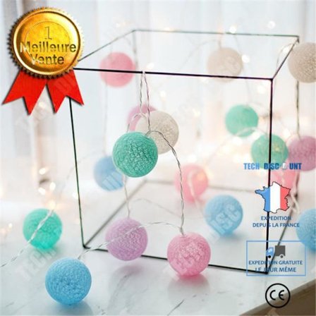 Ljusgirlang LED - TD - 20 bollar av bomull - 300 cm - IP44 - Strömbrytare