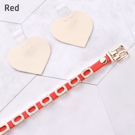 1 par PU-läderremmar Håll lösa hälremmar RÖD RÖD