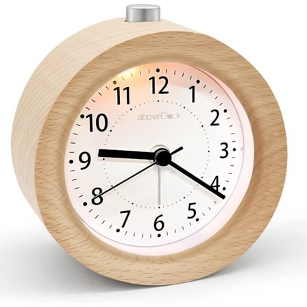 Batteridrevet vekkerklokke om morgenen, aboveclock Wooden Anal