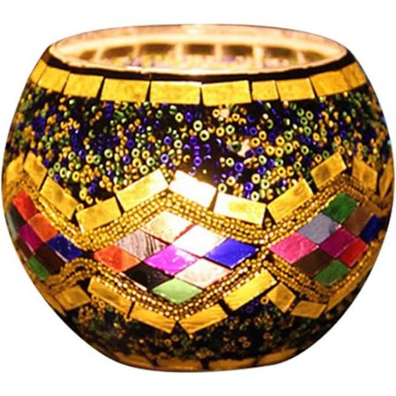 Mosaikk Glass Lysestake Vase Pennholder, Krakelert Glass Mosaikk Telysholder, Hjemmedekorasjon