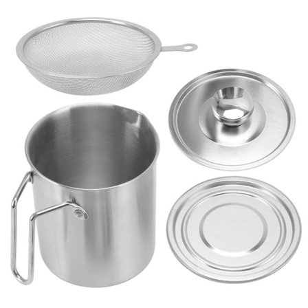 Baconfedtbeholder i rustfrit stål, højtemperaturs olie si, 1200 ml