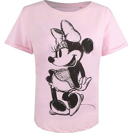 Disney Dam/ladies Minnie Mouse Sketch Cotton T-shirt Xl Ligh