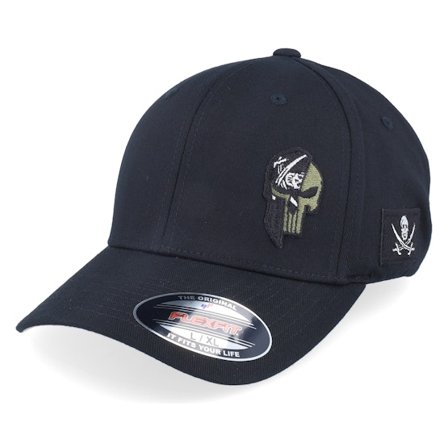 Army Head - Black - flexfit - Cap - Pirate Army Skull Black Wooly Combed Flexfit - Hatstore
