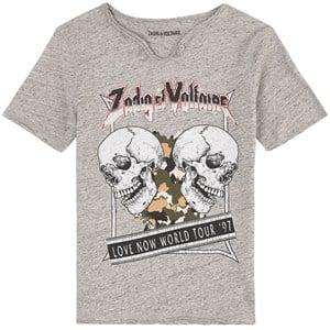 Kids - Zadig & Voltaire Grey Skull Detail T-Shirt - Tops - 5 years - Grey