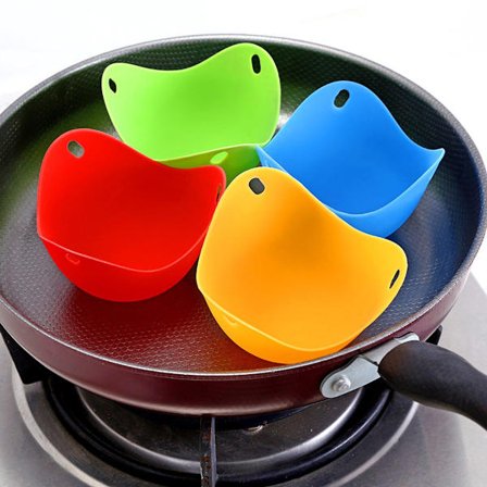 ING 4 stk. Egg, Silikon Pocherte Egg Form Koker Non-Stick Pocherings Pods Mikrobølgeovn Steamer