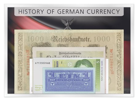 Tyskland - Historien om den tyske valuta - 5 pengesedler - Ucirkuleret