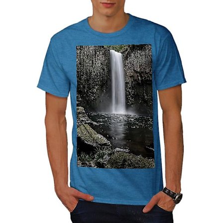 Waterfall Photo Nature Men Royal Bluet-shirt