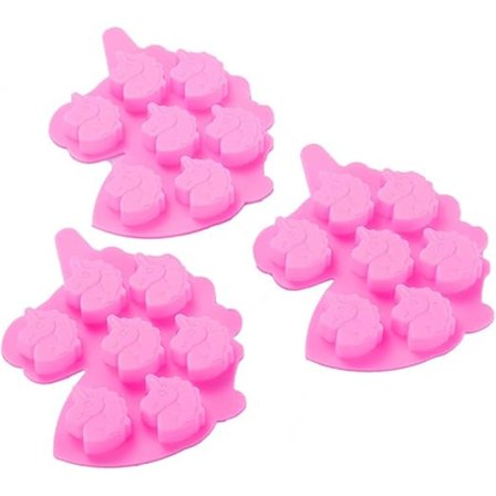 3-pak mellemstore silikoneforme til enhjørningechokolade med 7 hulrum til fremstilling af vingummi, slik, chokolade, isterninger, gelé, mousse, 