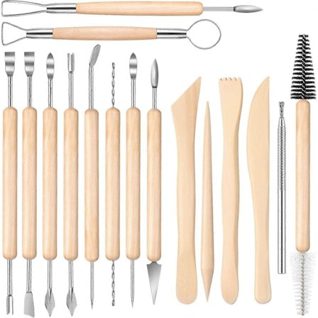 2025 Egnet 16 dele træskaft ler keramik udskæringsværktøj polymer ler udskæringsværktøj sæt DIY træskaft