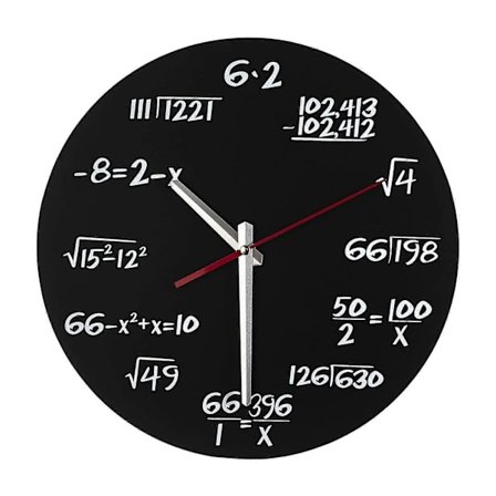 Matteklocka Tyst Ekvation Dekorativ Ljudlös 12 tum Väggklocka Unik för Sovrum (FMY)
