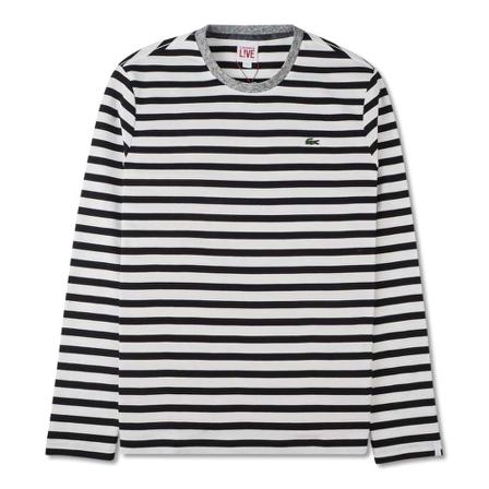 Lacoste Longsleeve t-shirt with stripes , Zwart , Heren , Maat: M