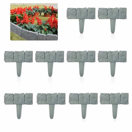 Hagekant, 10 stk 2,5M Gjerde Plantekantsteiner Fleksibel Plast Grå, Dekorativ Hagekant