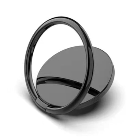 Magnetic ring holder for phone with kickstand – black