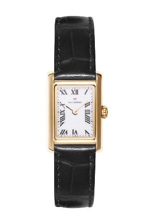 Mockberg Timeless Black Leather Gold Watch Smycken & klockor Dam Guld ONESIZE