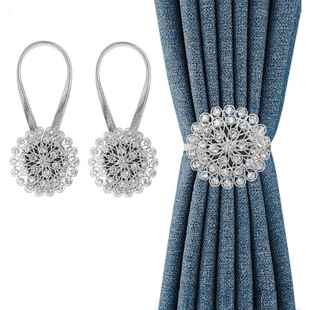 Kristalldekor Gardinomtag, 2-pack Magnetiska Ombindningar, Gardinomtag med Hög Elastisk Vajer, för Fönsterdekoration (FMY)