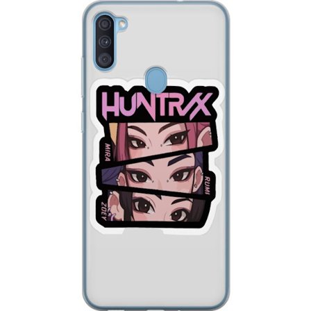 Yhteensopiva Puhelinkuori Samsung Galaxy A11 K-pop-inspiroitunut futuristinen tyttöryhmä neonvaloissa ja kosminen sci-fi-kohtaus