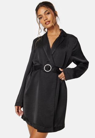ONLY Marta LS Short Satin Dress Black Klær