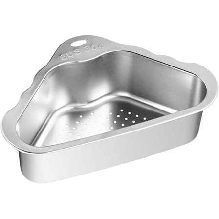 Rustfritt stål avløpskurv Kjøkkenrester filterstativ Vask trekant avløpskurv, sølv