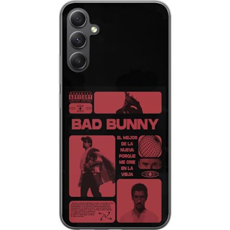Yhteensopiva Puhelinkuori Samsung Galaxy A35 Bad Bunny NFL-inspiroima kilpi logo, jossa on amerikkalainen jalkapallo ja tähtiä
