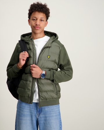 Lyle & Scott Hybrid Hoodie Zielony Kurtki Chłopiec - Kids Brand Store