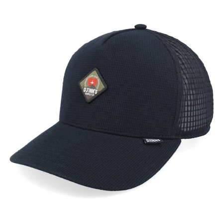 Djinns - Zwart trucker Cap - New Hft Cap Waffle Mountain Black A-Frame Trucker @ Hatstore