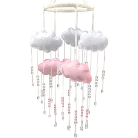 Baby sängmobil 3D moln baby vindflis barnkammare flicka spjälsäng sängklocka