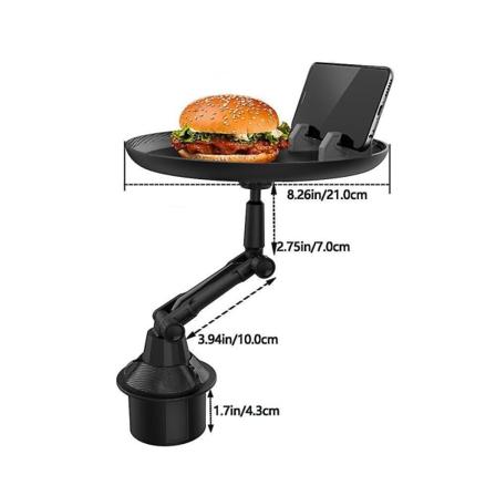 Multifunktionell bilmugghållare med fästbar bricka 360 vridbar justerbar bilmatsbrickabord för mugghållare Expander - dryckeshållare A just holder