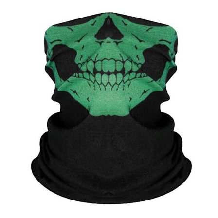 Dödskallemask - Buff - Mörkgrön - Scarf - Bandana - Halsduk - Skidmask